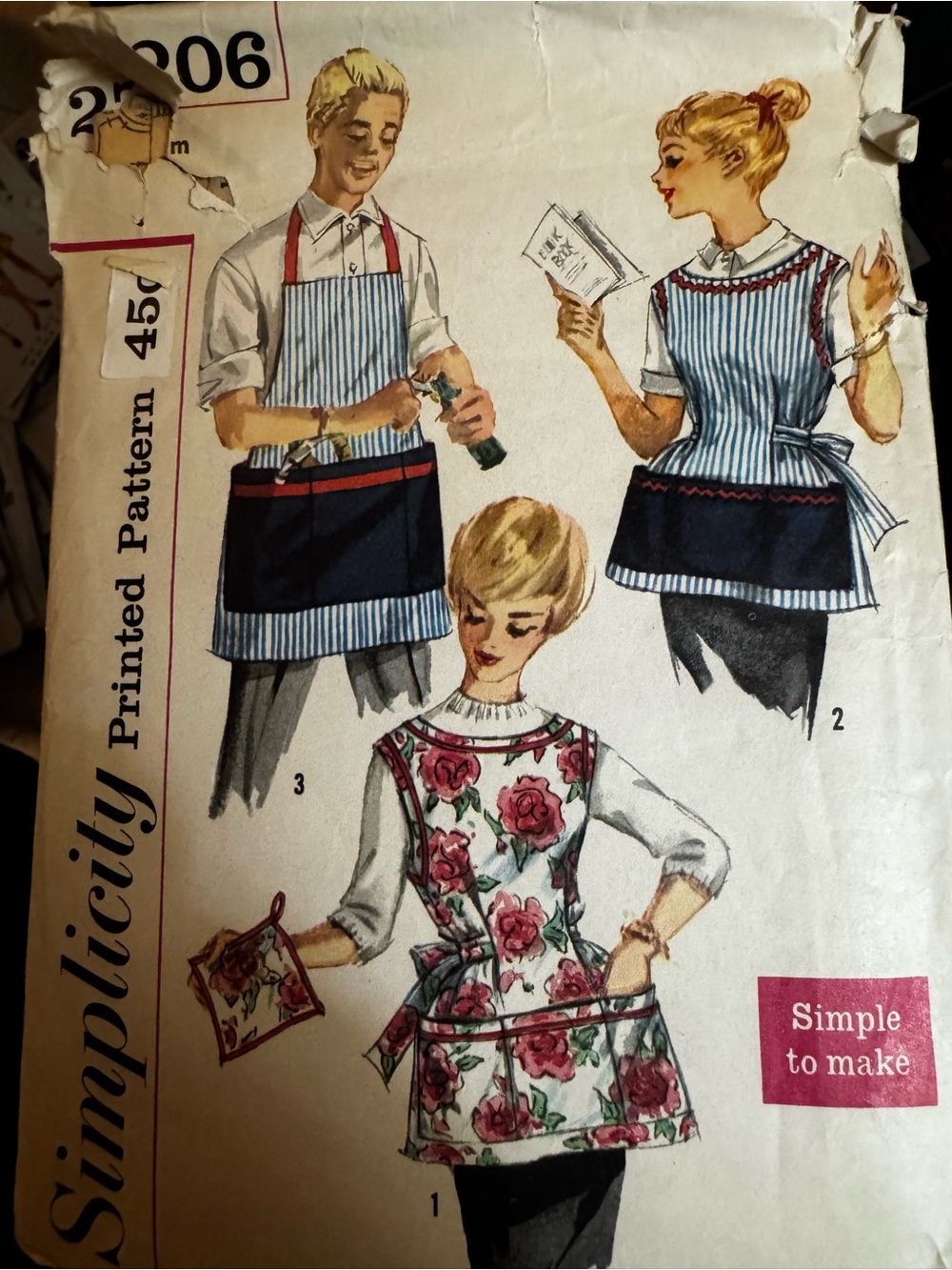 Two Simplicity Mid 1960s Women's Apron Sewing Pattern
